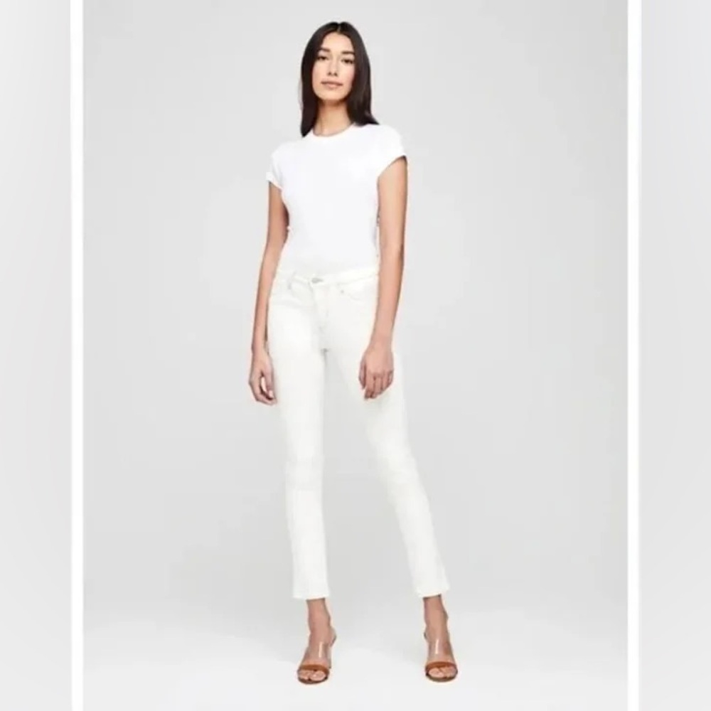 L'Agence Tilly Mid-Rise Ivory Slim Straight Jeans Macadamia Size 27